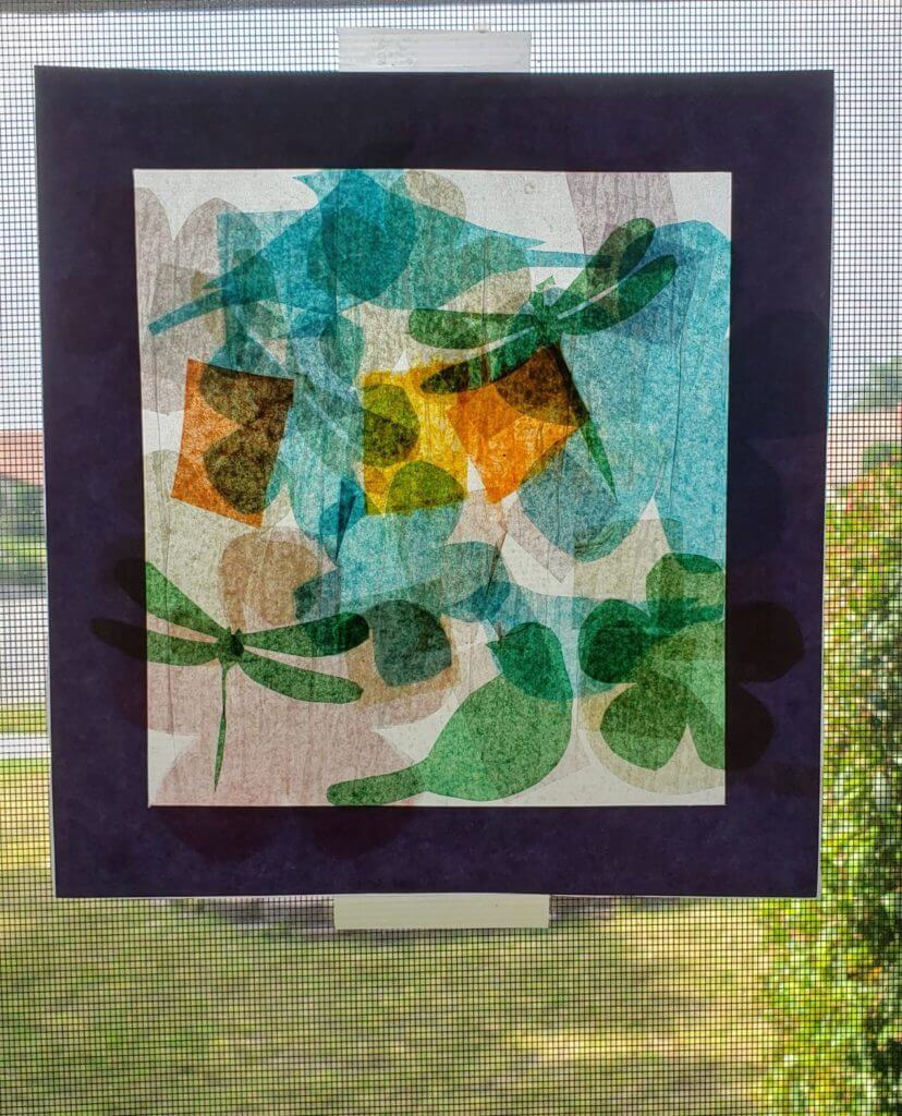 Tissue Paper Stained Glass Art in Window