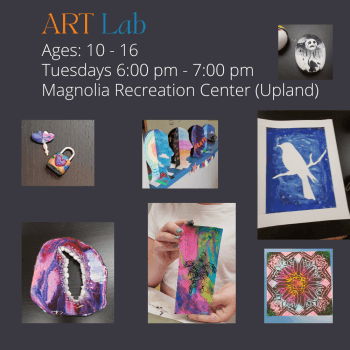 Art projects for ages 10 - 16 including mixed media, paper sculpture, paint pour and resin, and polymer clay
